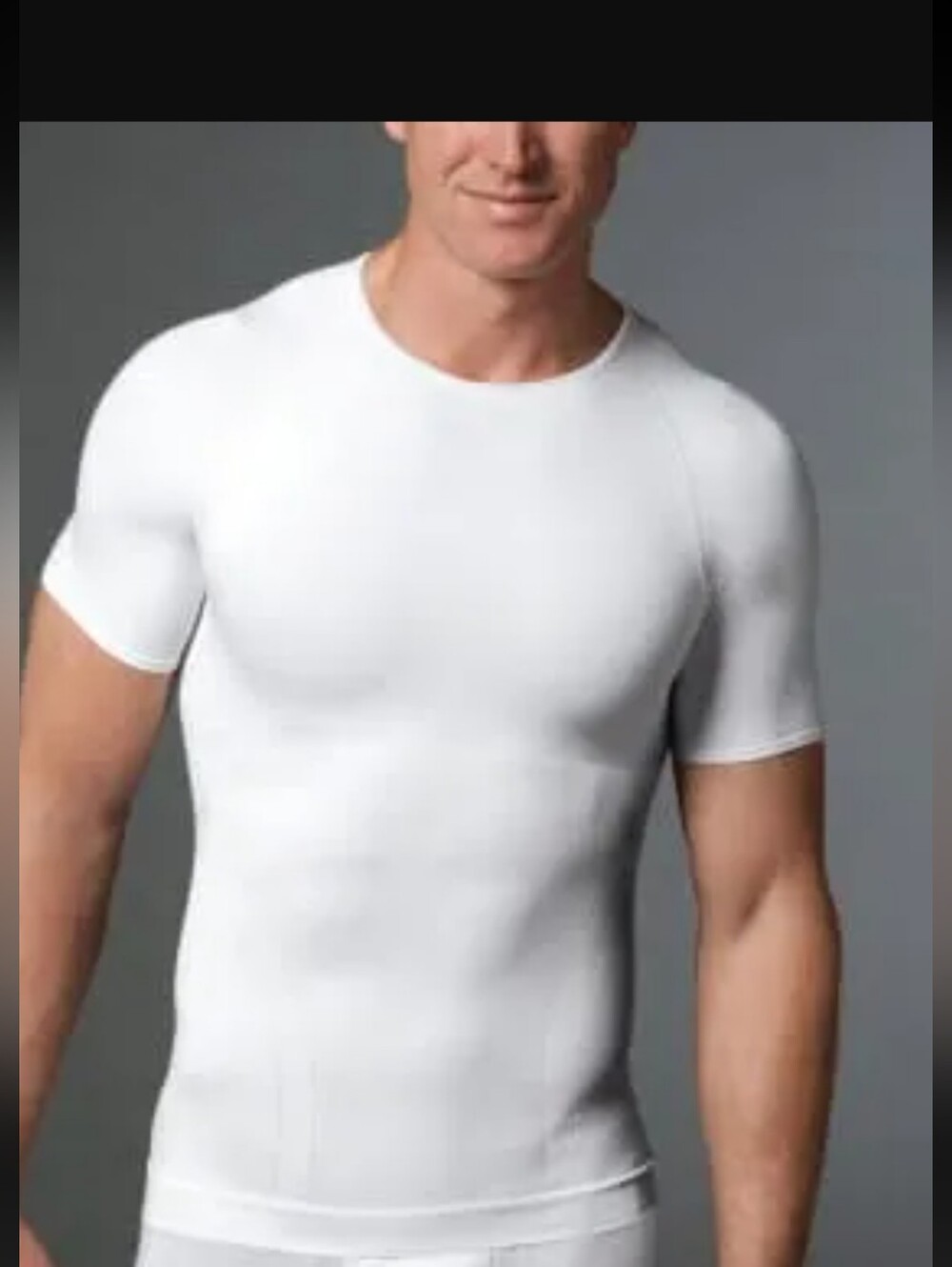 MEN'S SPANX COTTON CONTROL UNDERSHIRT, CREW NECK, IN WHITE/SZ: MEDIUM